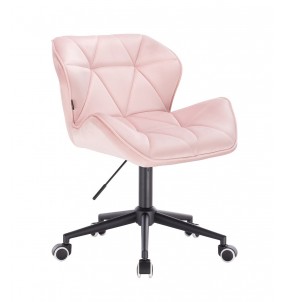 Arbetsstol velour rosa svart  Hjul  H 40-55 cm