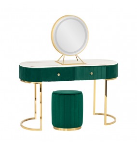 Sminkbord med spegel & pall i grön