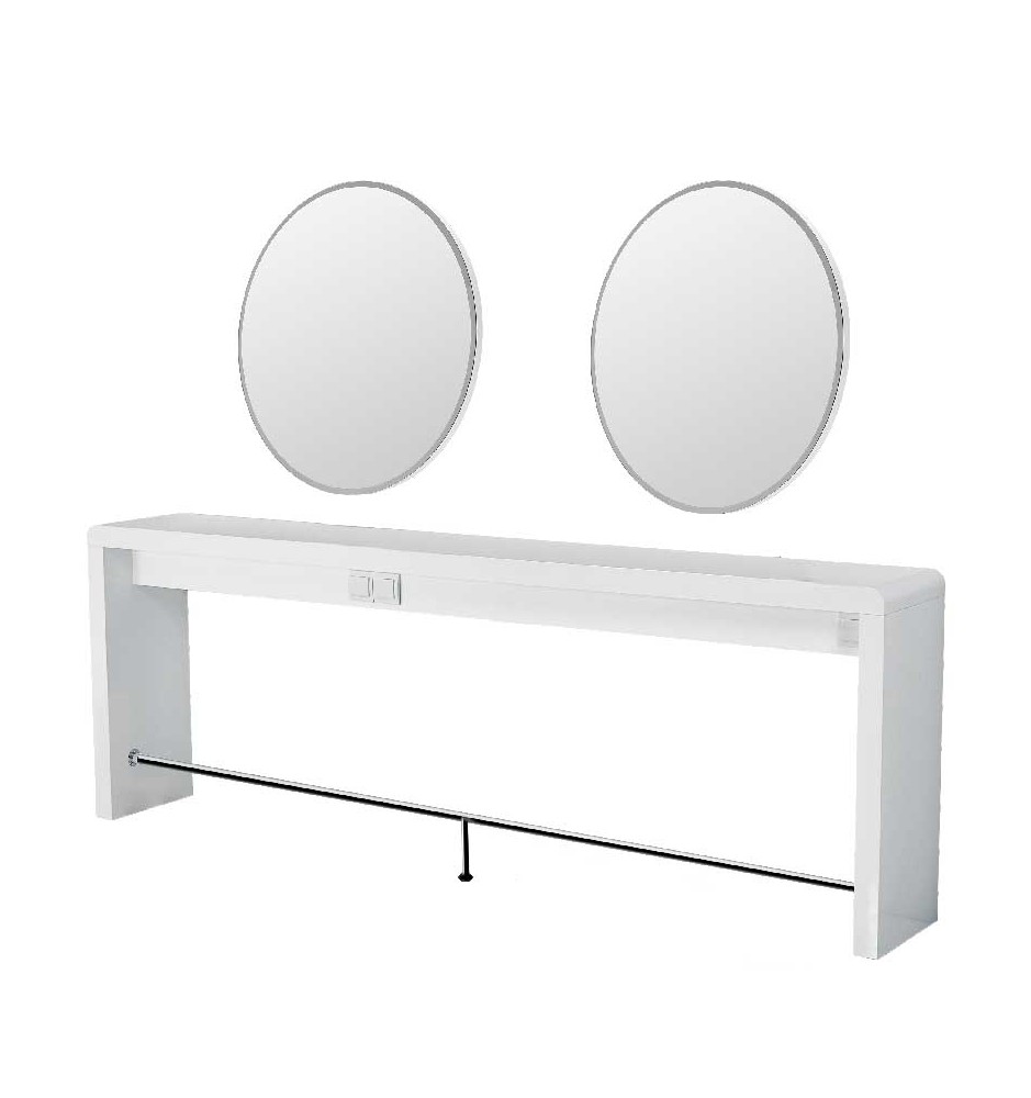 Dubbel Arbetsplats REFLECTION ll med rund spegel, i svart eller vit