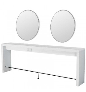 Dubbel Arbetsplats REFLECTION ll med rund spegel, i svart eller vit