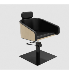 Frisörstol ALYA svart/beige med svart fot & färgval
