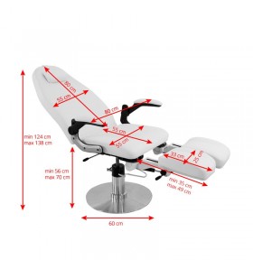 Fotvårdsstol Milano vit (hydraulisk)