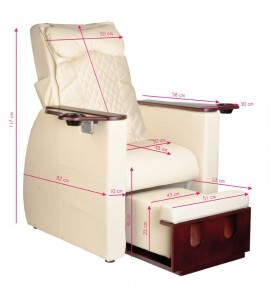 FotSpa fotvårdstol RINO-beige med utdragbar botten för fotbad och benstöd & ryggmassagefunktion