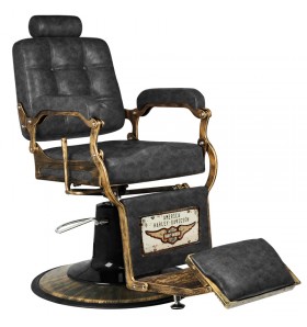 Barber Chair Frisörstol Used look med guldfärgade detaljer
