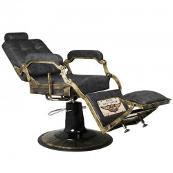 Barber Chair Frisörstol Used look med guldfärgade detaljer